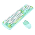 Wireless Keyboard & Mouse Combo - Silent Click, Colorful 104 Keys