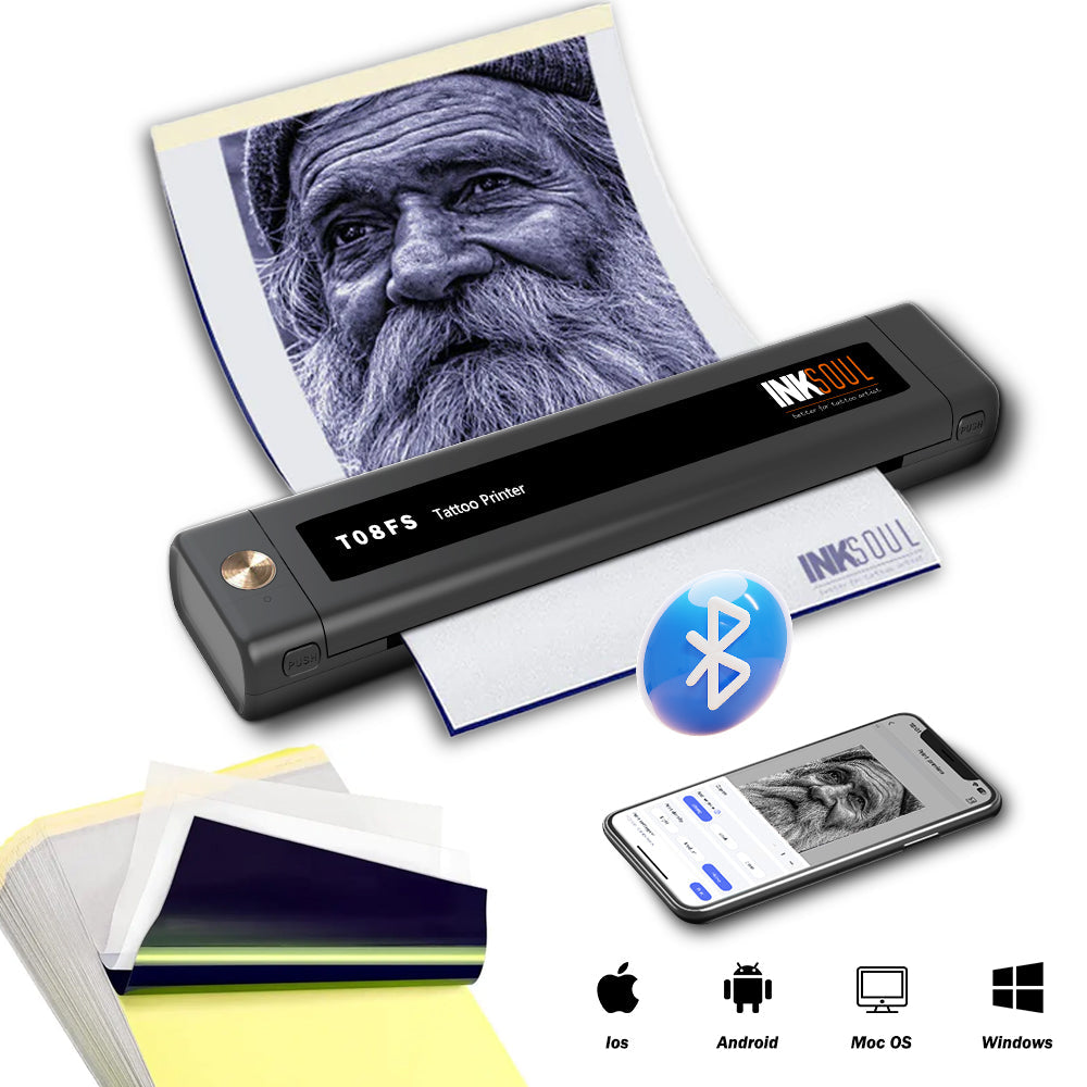 INKSOUL® T08FS Wireless Tattoo Transfer Stencil Printer-Can print shadows
