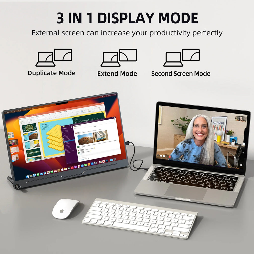 EVICIV Portable Monitor 15.6" FHD 1080P IPS Computer Gaming Display USB-C HDMI Screen Extender for Laptop Desktop MacBook Phones